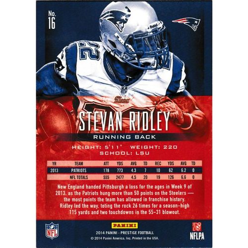2014 Panini Prestige 16 Stevan Ridley New England Patriots