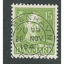 DEN 1942 15o 'KING CHRISTIAN X' FINE USED (EBID42-938)