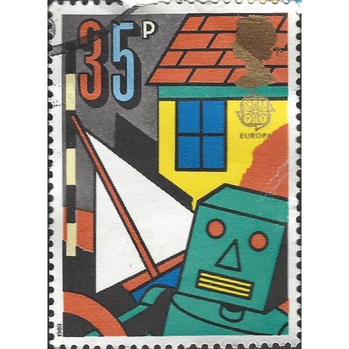 GB, Games, house, boat, robot, orange & green 1989, 35p