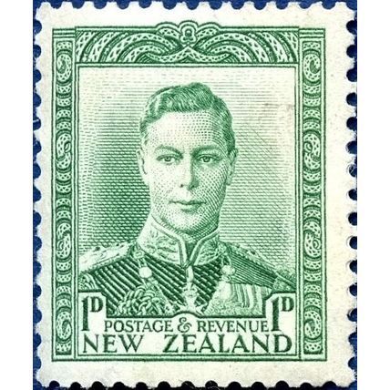 New Zealand KGVI 1941 1d Green Mounted Mint MM SG 606 Sc 227B stamp king george