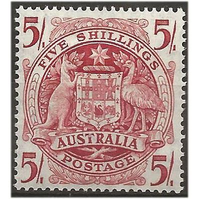 Australia 1949 SG224a 5/- Claret Mounted Mint .. .