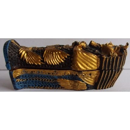 MINI KING TUT PHARAOH SARCOPHAGUS WITH MUMMY FIGURINE