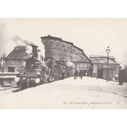 Het Stoomtijdperk Weesperpoortstation in 1902 Dutch Train Repro Postcard