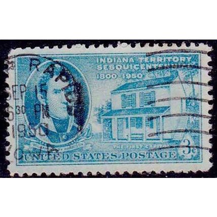 USA 1950 Indiana 3c Used Stamp.