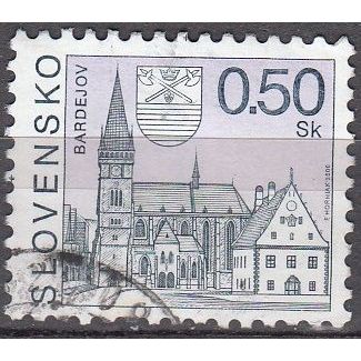 Slovensko 2000 Michel 363 O Cote (2009) 0.20 € Eglise et mairie de Bardejov