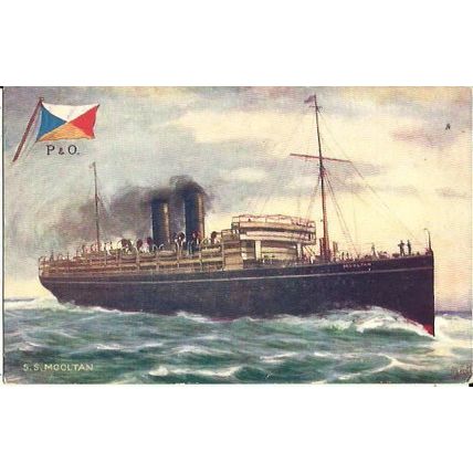 P&O SS MOOLTAN Tuck Oilette Postcard (9896)