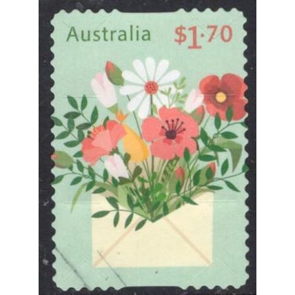 2025 CHERISHED CELEBRATIONS, FLOWERS & ENVELOPE USED SELF-ADHESIVE STAMP 414/5 +