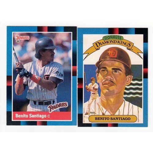 Two 1988 Donruss Benito Santiago cards #114, Diamond Kings #3