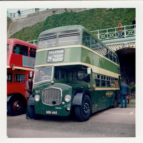 Bus Photo Aldershot & District 357 Dennis Loline East Lancs SOU465 Brighton 1974