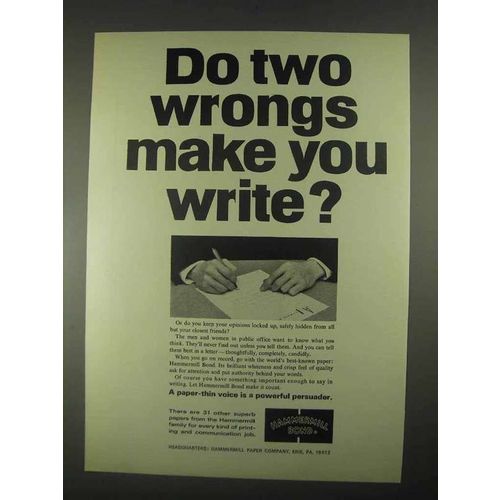1967 Hammermill Bond Paper Ad - Two Wrongs