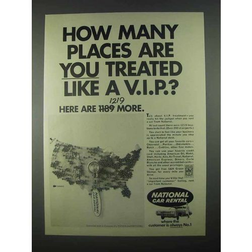 1967 National Car Rental Ad - Treated Like a V.I.P.