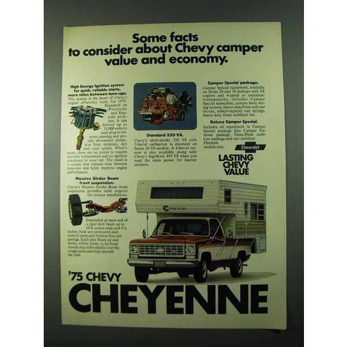 1975 Chevy Cheyenne Pickup Truck Ad - Deluxe Camper