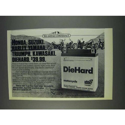 1982 Sears DieHard Motorcycle Battery Ad