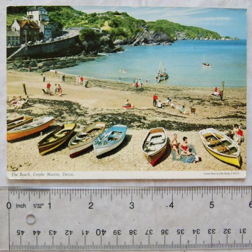 1972 postcard The Beach, Combe Martin
