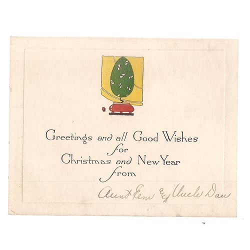 CHRISTMAS AND NEW YEAR used vintage Christmas greetings card blank back #