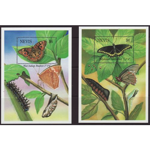 Nevis 1993 SG 744-51 & MS752 UMM - Insects/Butterflies (E-447)