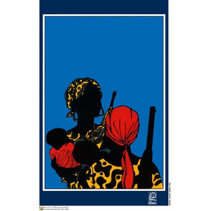 Political POSTER.African MOTHERS with GUN.Anti-Colonalism Africa.History art.a51