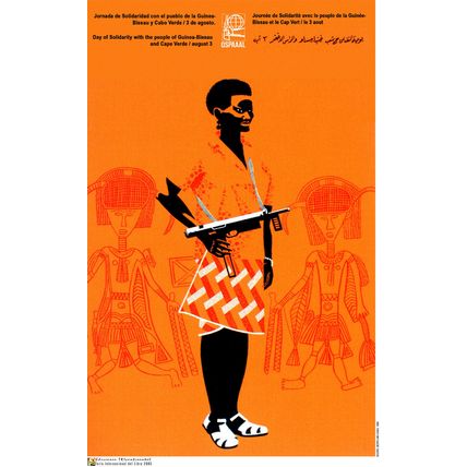 Political OSPAAAL POSTER.Guinea African Woman Rebel a27.Anti-Colonialism art