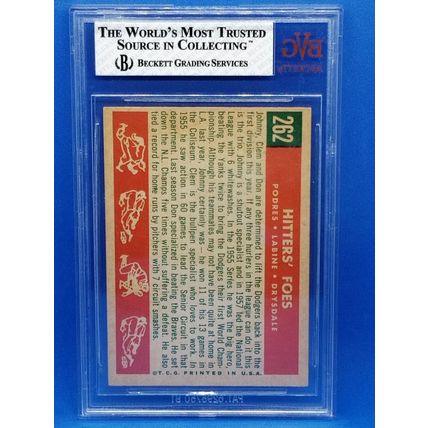 1959 Topps #262 Hitters Foes/Johnny Podres/Clem Labine/Don Drysdale BVG Graded 6