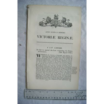 1843 Act of Parliament: Duties of Coroners