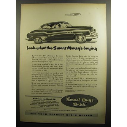 1951 Buick Cars Ad - Look what the smart money's buying
