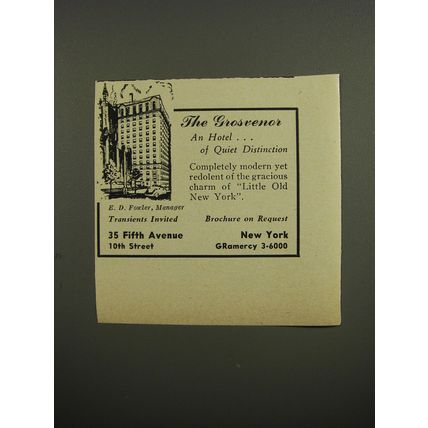 1953 The Grosvenor hotel Ad - An Hotel of Quiet Distinction