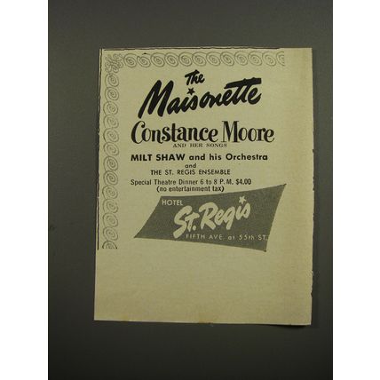 1953 Hotel St. Regis Advertisement - The Maisonette Constance Moore