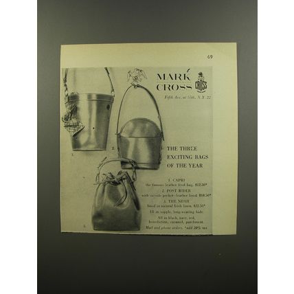 1953 Mark Cross Advertisement - Capri, Post Rider and Noah Hand Bags