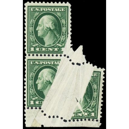 498, Mint OG 1¢ SUPER LARGE pre Printing Paper Fold Error - Stuart Katz