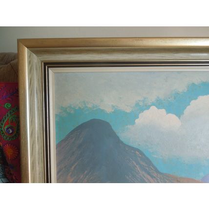 Mountain Landscape Painting Signed John Bell 1972 - Framed