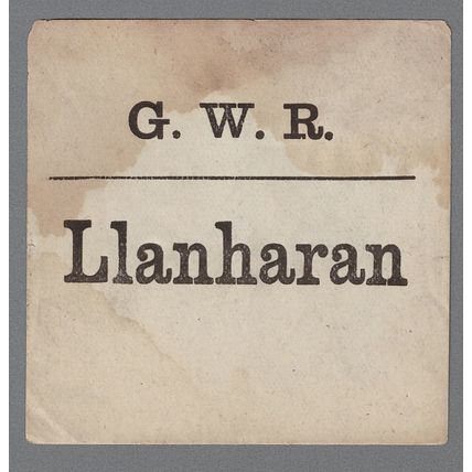 GREAT WESTERN RAILWAY LUGGAGE LABEL - LLANHARAN (Lwr case)