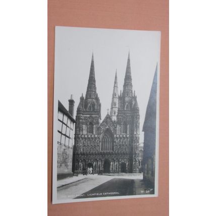 Walter Scott Postcard -Cathedral West Front - Lichfield, Staffordshire