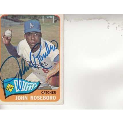 JOHN ROSEBORO 1965 AUTOGRAPHED LOS ANGELES DODGERS HOF WORLD CHAMPION CATCHER
