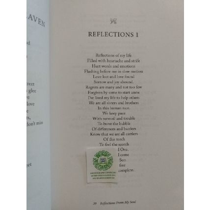 SIGNED REFLECTIONS FROM MY SOUL PRIVATE PRESS POETRY by LAUREN ROGERS