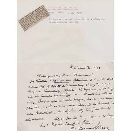 Walther Gerlach Nuclear Physics Atomic KWG WW2 Scientist Autograph