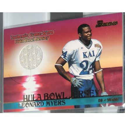 2001 Bowman LEONARD MYERS (Miami/Patriots) Hula Bowl Jersey #BJ-LM