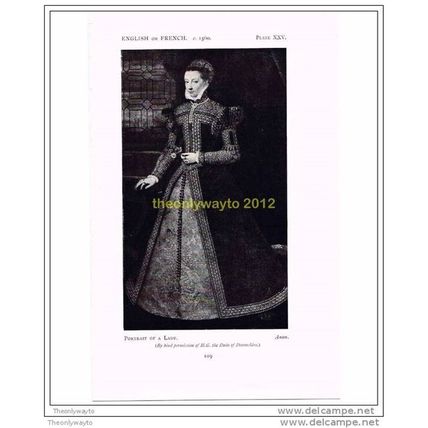 PORTRAIT OF A LADY, ANON, ENGLISH or FRENCH, c1560, FROM HISTORIC COSTUME, BOOKP