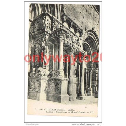 Saint Gilles, L'Eglise, Statues et Chapiteaux du Grande Portail (2), France, 19