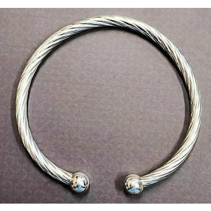 011914- Sterling Silver Bracelet Twisted Tube Cuff Bangle for sale Ball each end