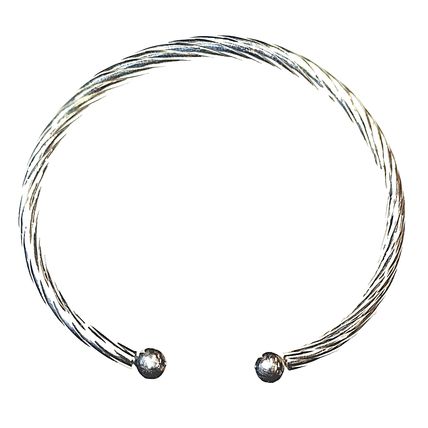 011914- Sterling Silver Bracelet Twisted Tube Cuff Bangle for sale Ball each end