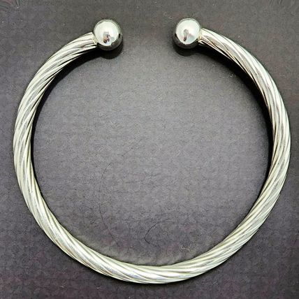 011914- Sterling Silver Bracelet Twisted Tube Cuff Bangle for sale Ball each end