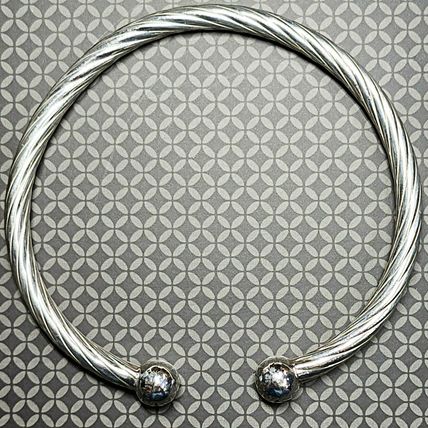 011914- Sterling Silver Bracelet Twisted Tube Cuff Bangle for sale Ball each end