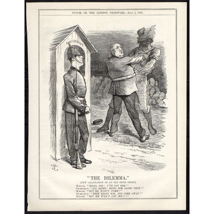 DILEMMA 1891 Sir John Tenniel - William Harcourt PUNCH CARTOON PAGE