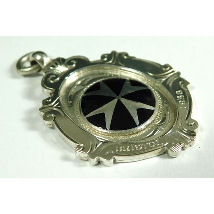 Solid Silver Enamel Albert Chain Fob Medal St John Ambulance Beavis Cup 1937