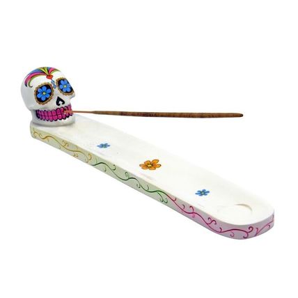 day of the dead white insence holder