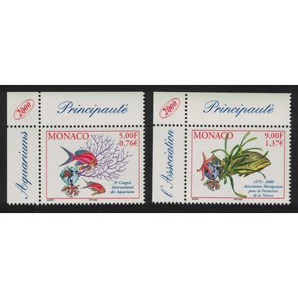 Monaco Corals Starfish Water plant Fish 2v Corners 2000 MNH SG#2474-2475