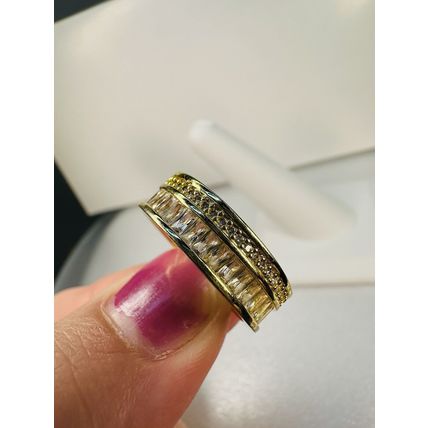 Ring Bomb Party Sz7 RBP Full Wrap Flush Gems Yellow Gold P Band Costume Jewelry