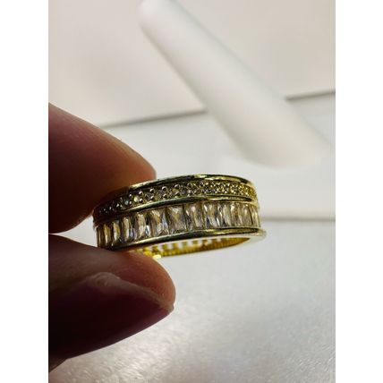 Ring Bomb Party Sz7 RBP Full Wrap Flush Gems Yellow Gold P Band Costume Jewelry