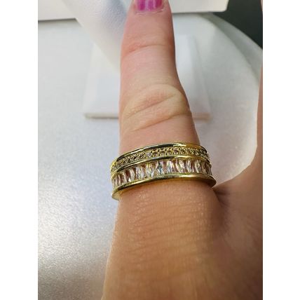 Ring Bomb Party Sz7 RBP Full Wrap Flush Gems Yellow Gold P Band Costume Jewelry