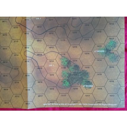 Two FASA BattleTech Paper Maps Rolling Hills #1 & #2 From Map Set 3